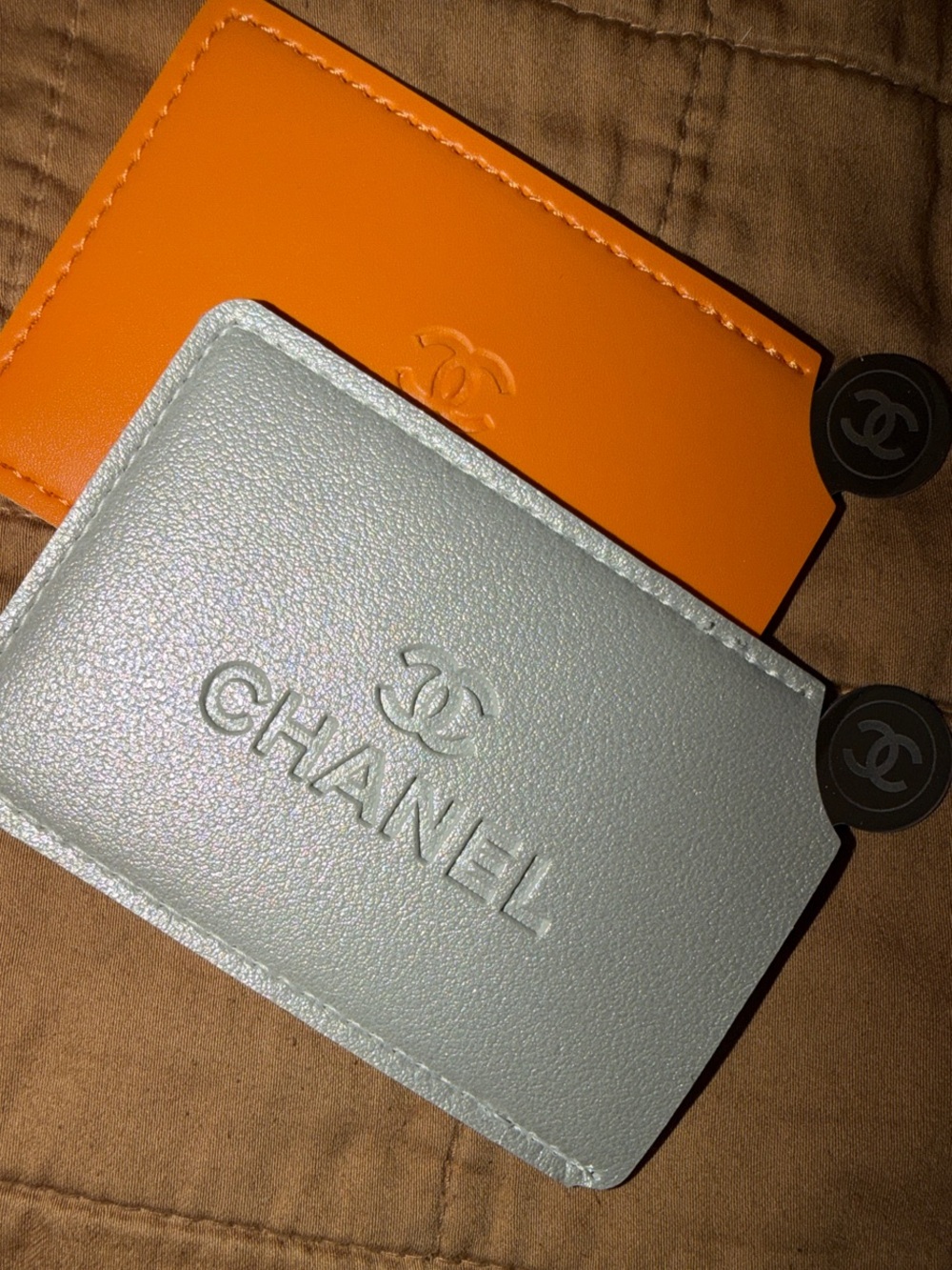 GWP/CHANEL Orange Embossed Leather Mirror Sleeve